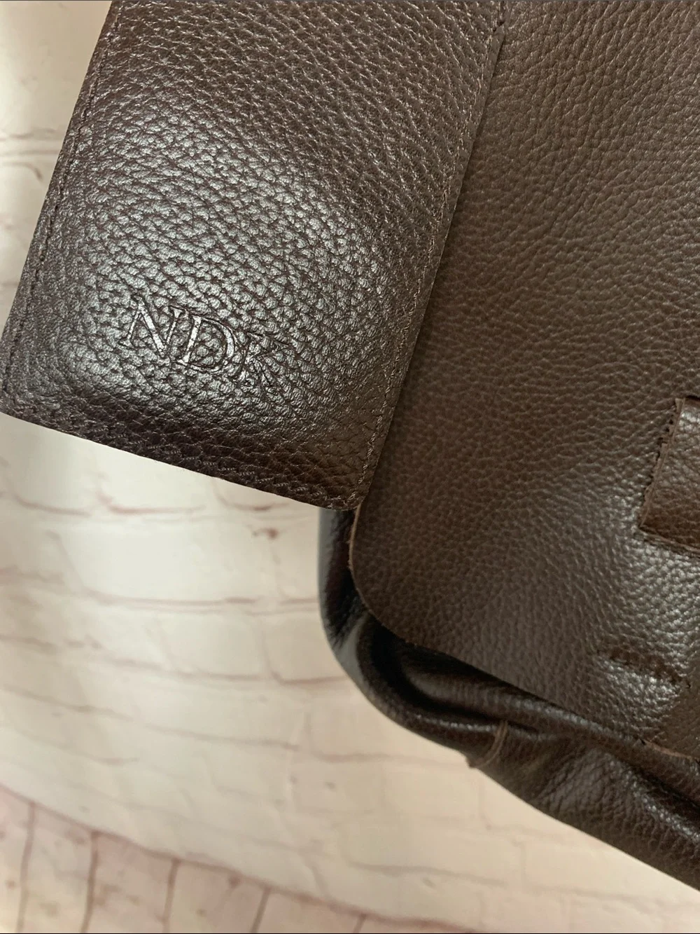 Red Envelope Brown Leather Messenger Bag